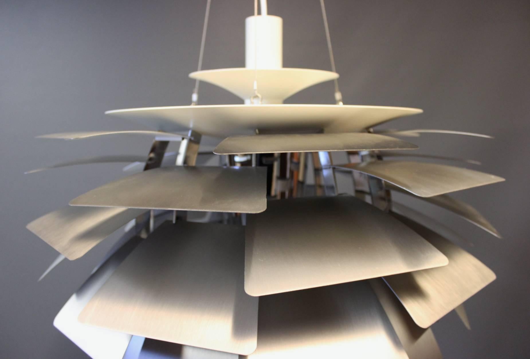 Alcachofa De Acero Cepillado De Poul Henningsen Para Louis Poulsen De Los Años 60 Danés en venta