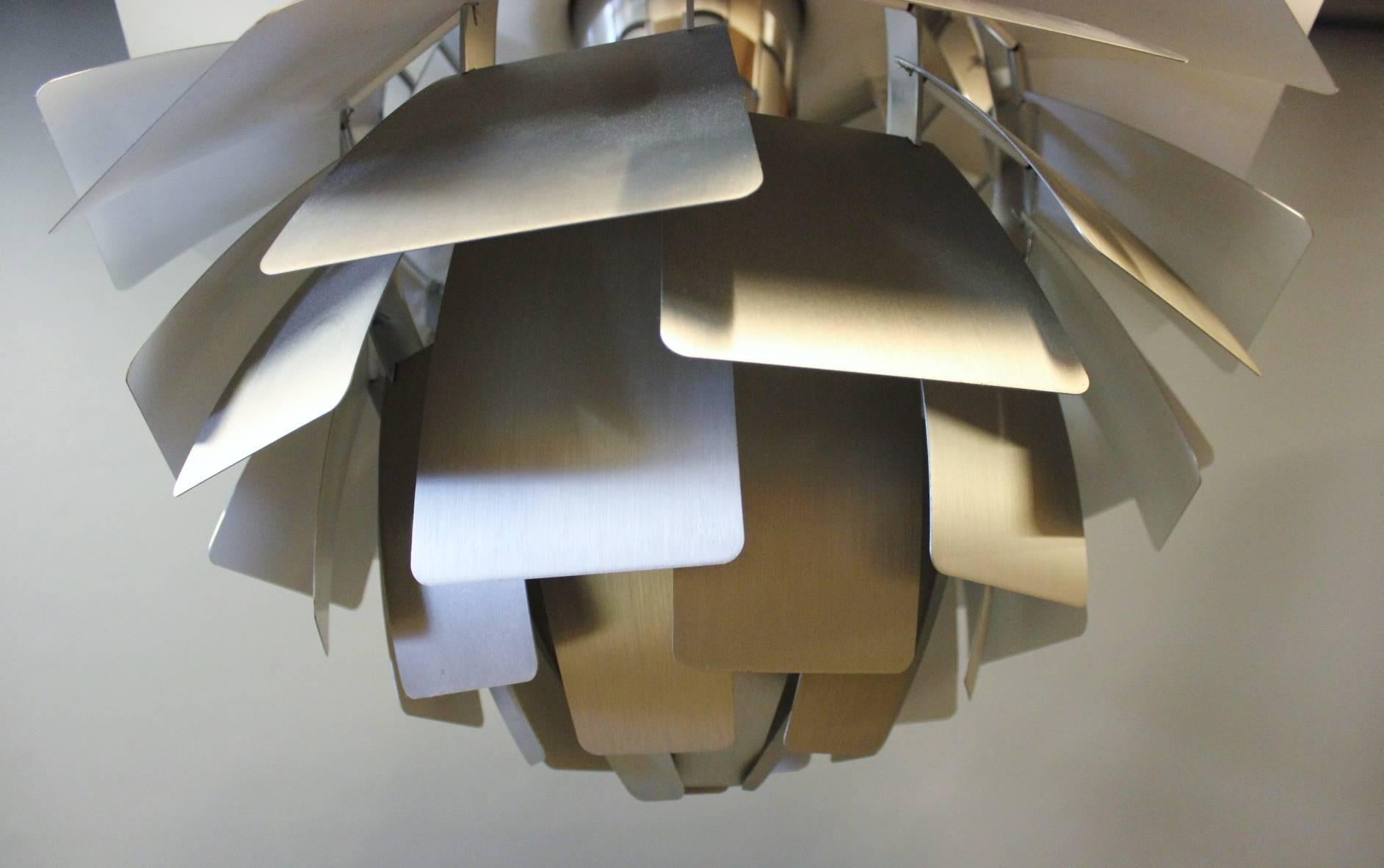 Mid-20th Century Artichoke in Brushed Steel by Poul Henningsen and Louis Poulsen For Sale