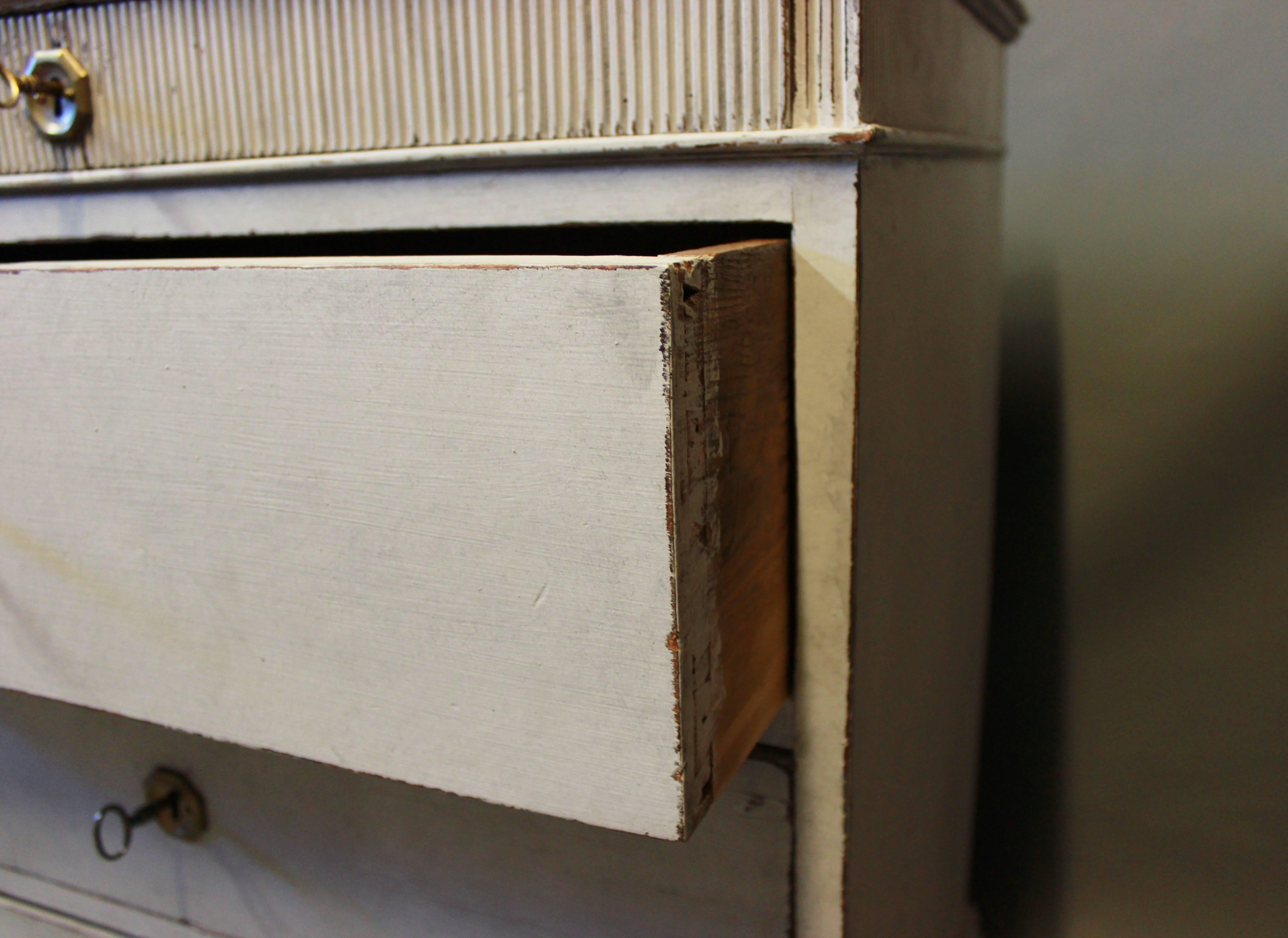 Late 19th Century Small Gray Painted Chest of Drawers in Gustavian Style from the 1880s