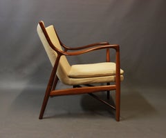 NV45 Armchair in Rosewood and Light Wool by Finn Juhl and Niels Vodder, 1940s