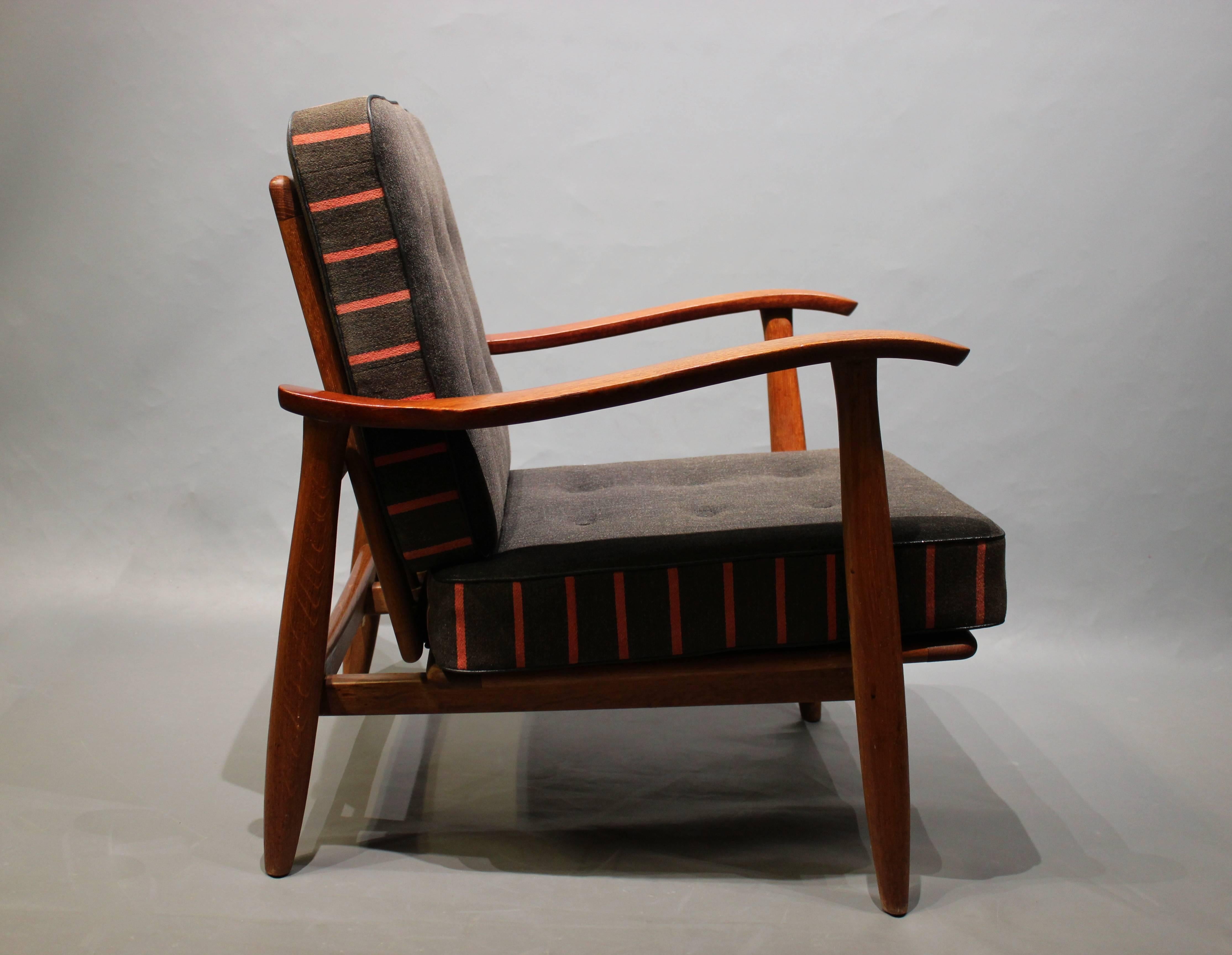 Scandinavian Modern Pair of Easy Chairs in Teak and Dark Grey Upholstery, Danish Design, 1960s