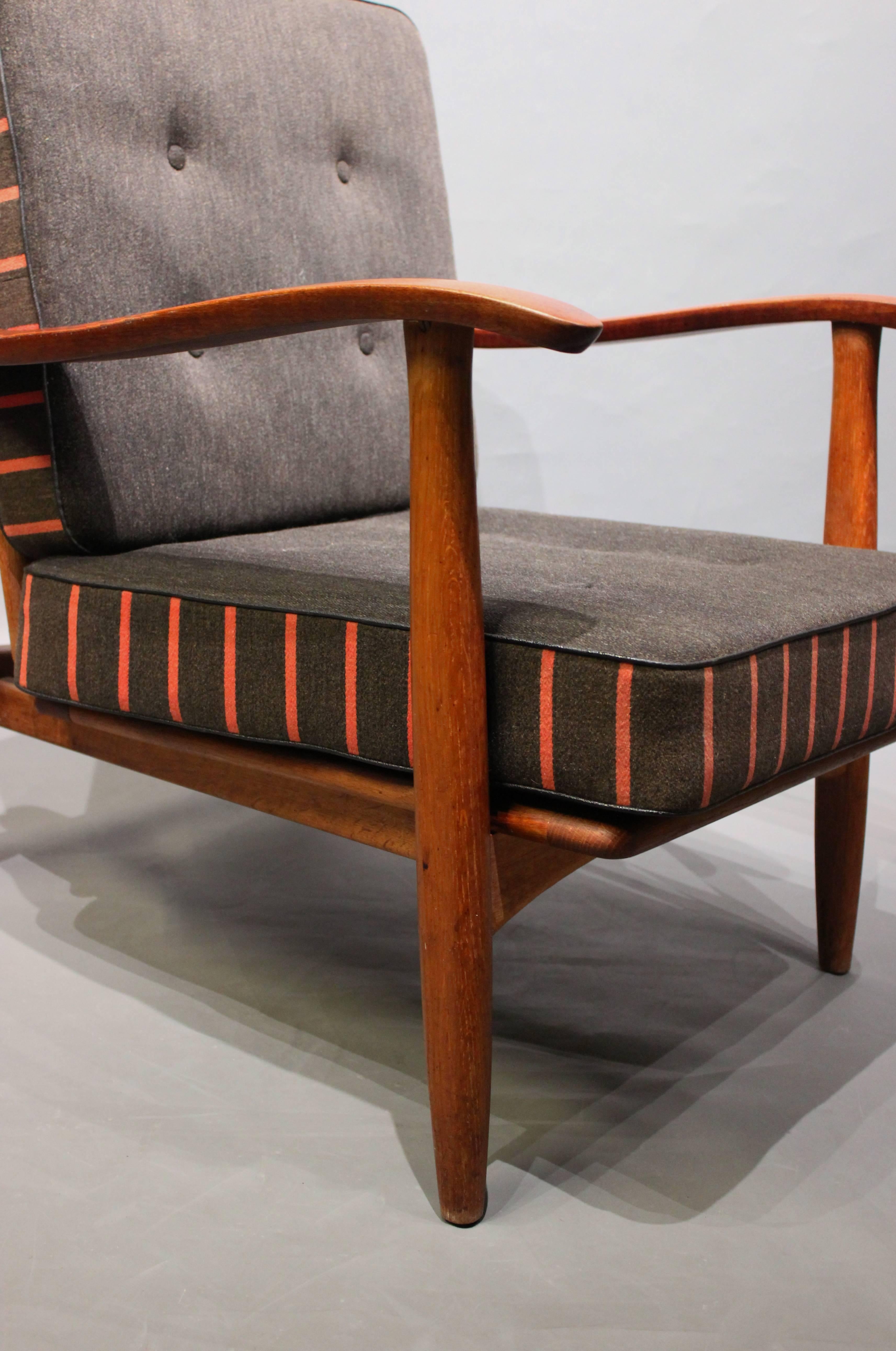 Wool Pair of Easy Chairs in Teak and Dark Grey Upholstery, Danish Design, 1960s