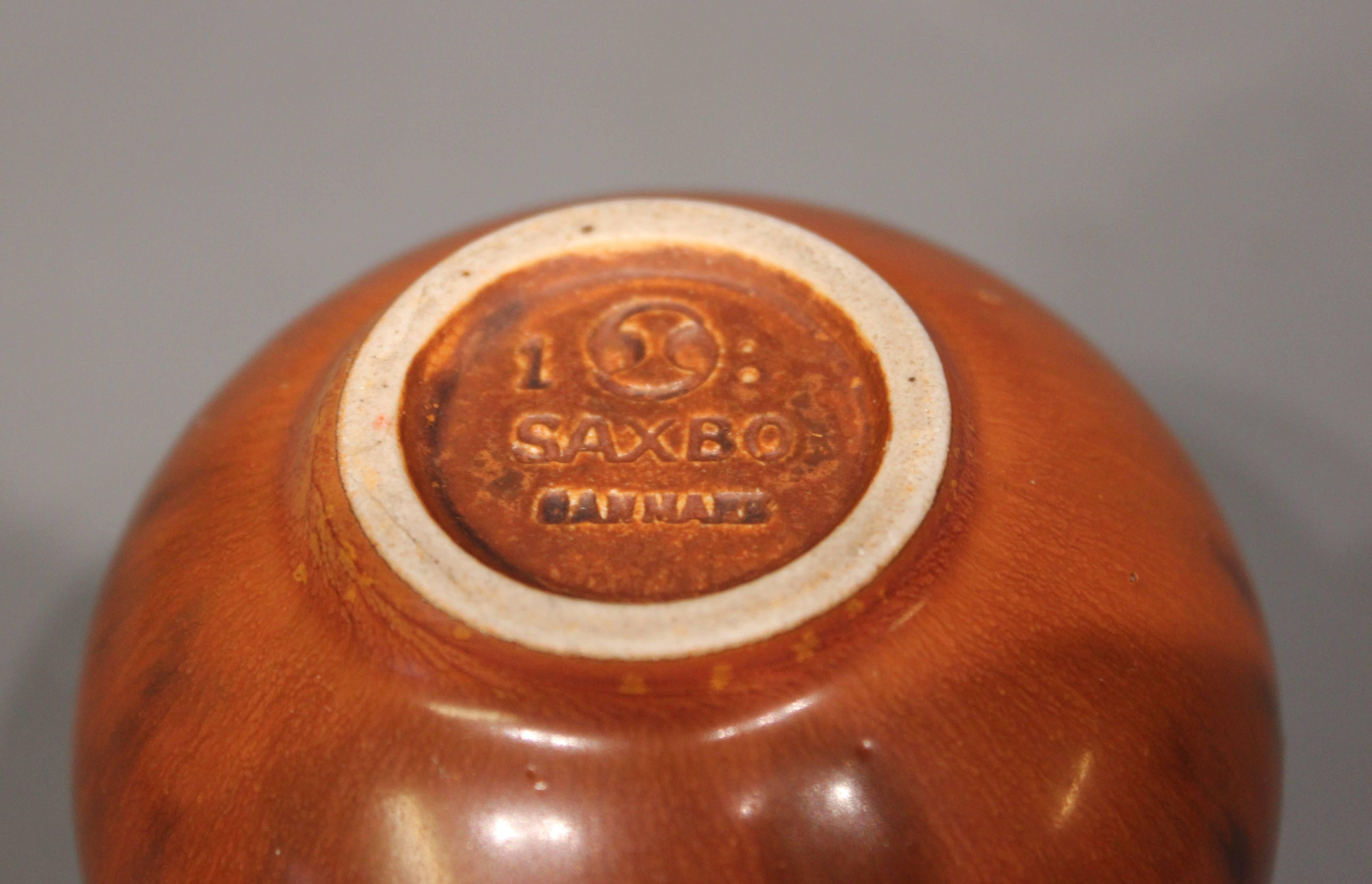 Late 20th Century Ceramic Vase with a Light Brown Glaze, No.: 1 by Saxbo
