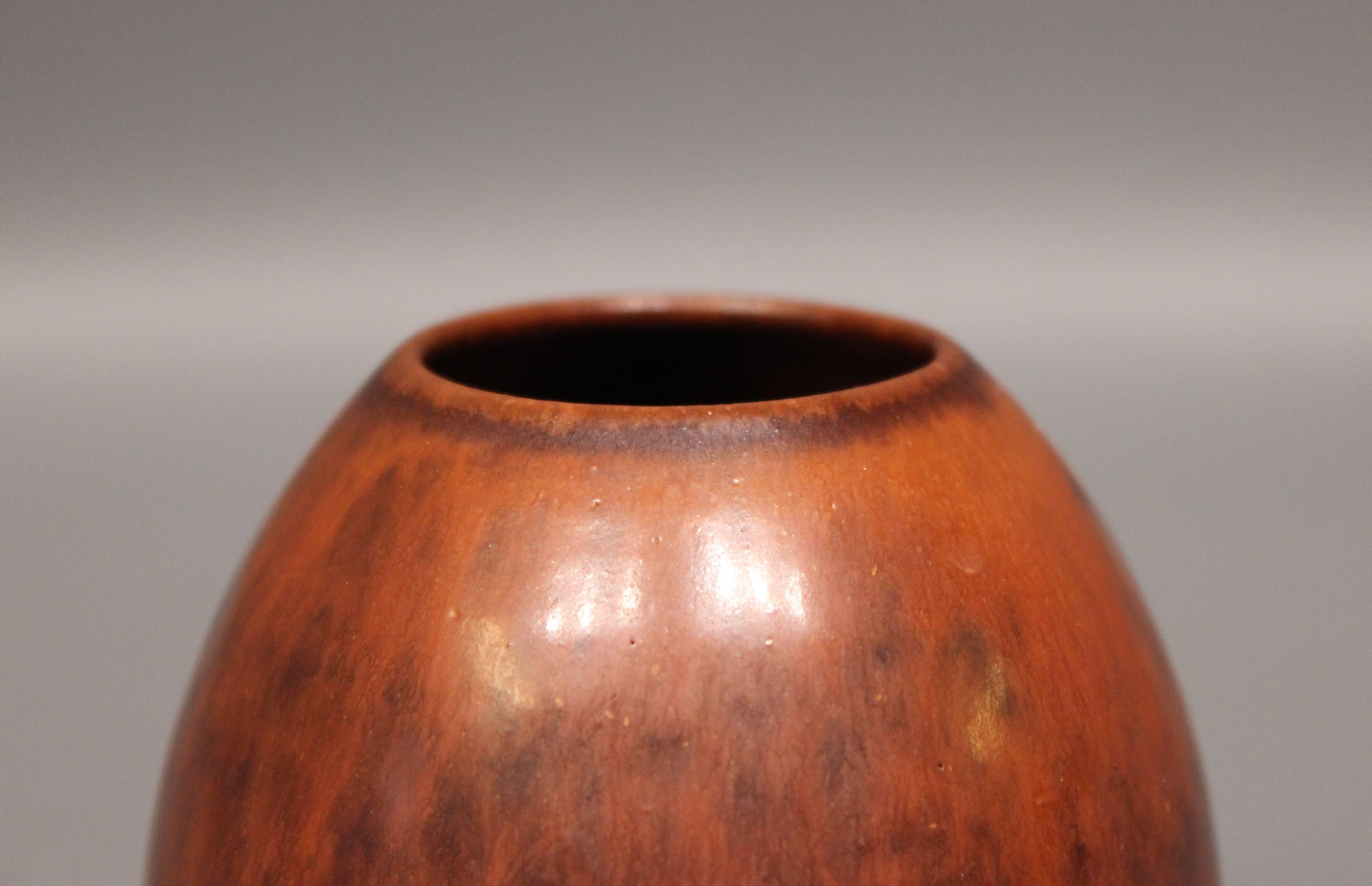Scandinavian Modern Ceramic Vase with a Light Brown Glaze, No.: 1 by Saxbo