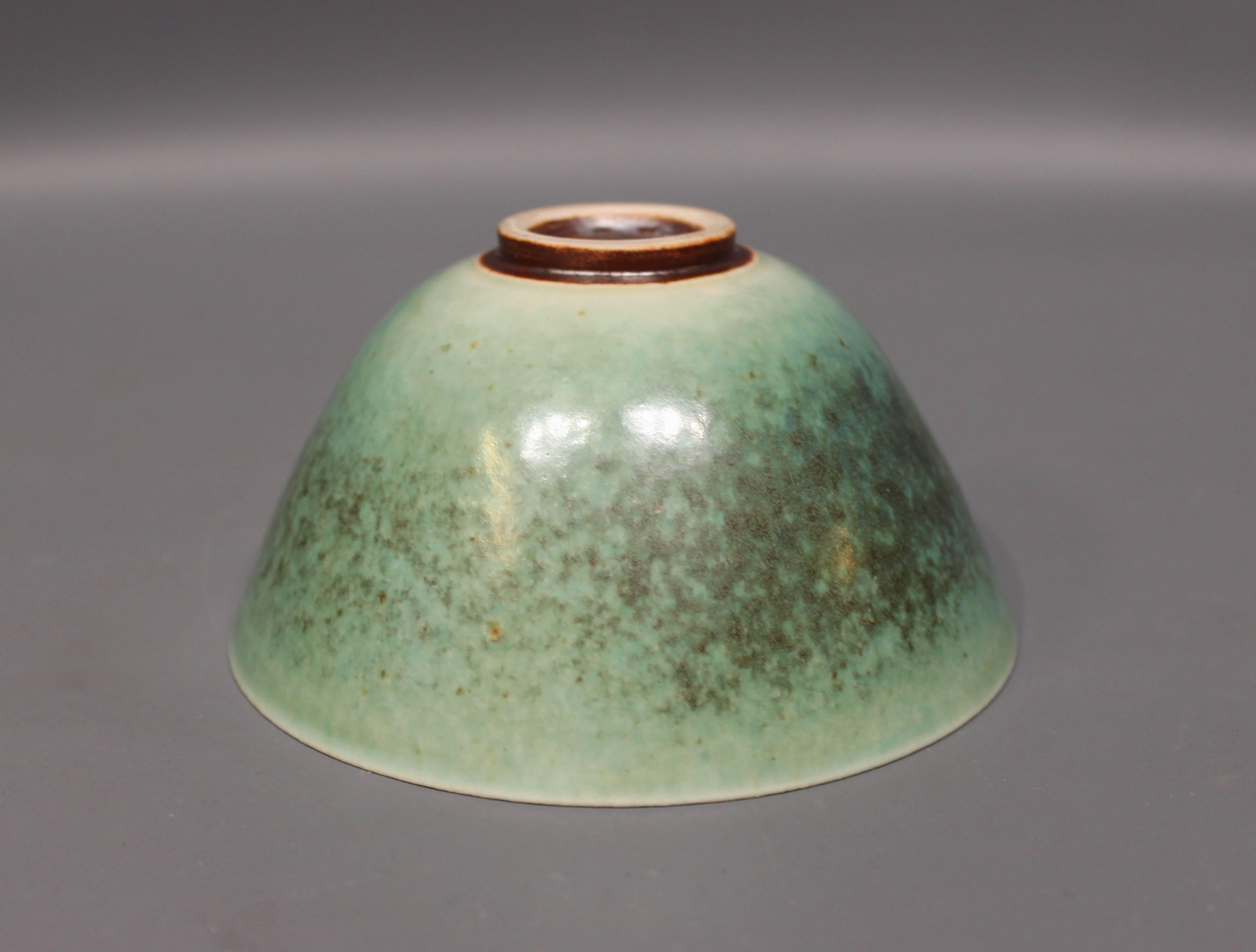 Glazed Ceramic Bowl with a Light Green/Turquoise Glaze, No.: 3 by Saxbo