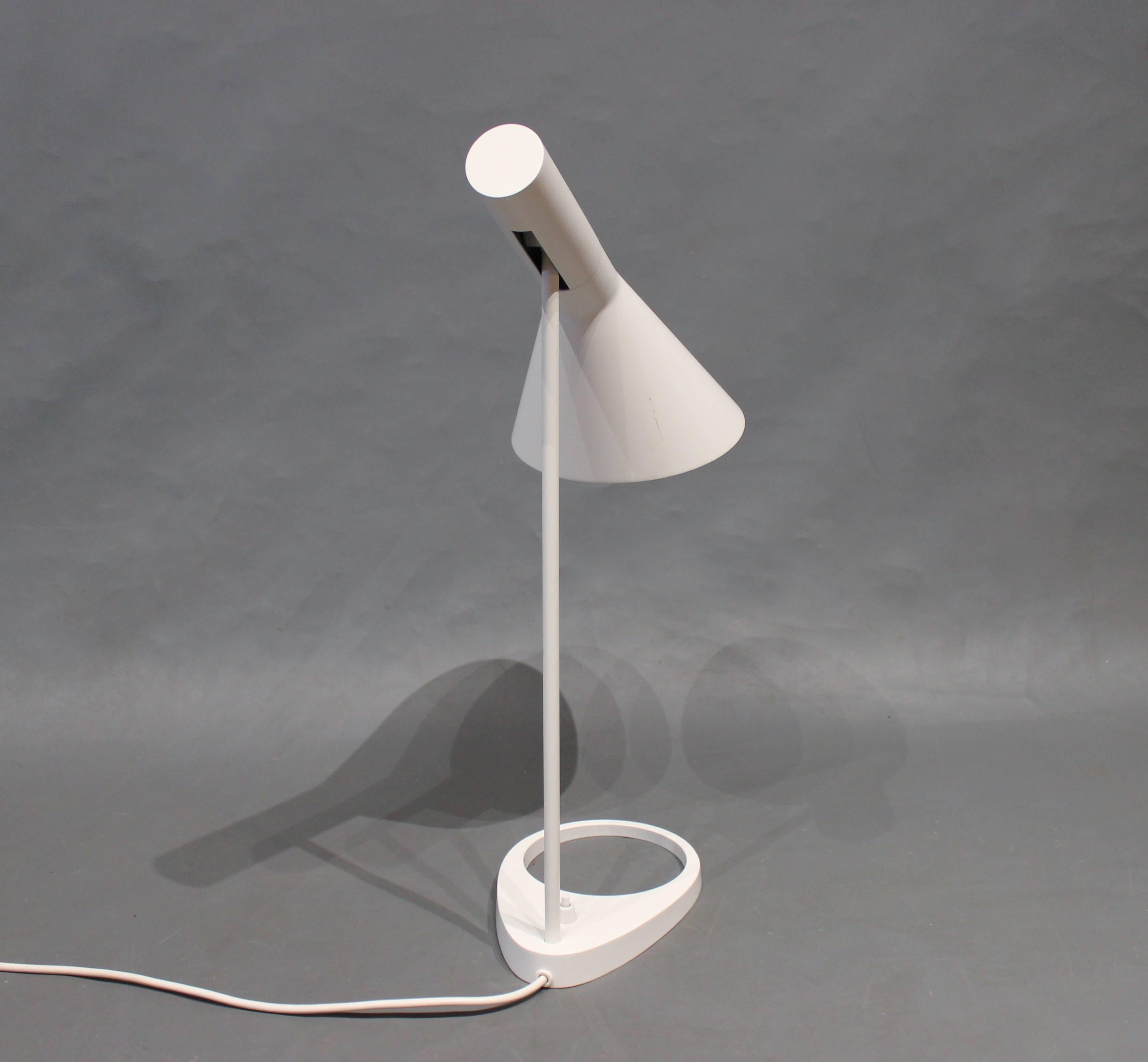 Painted Arne Jacobsen, White Table Lamp, Designed in 1960 and by Louis Poulsen