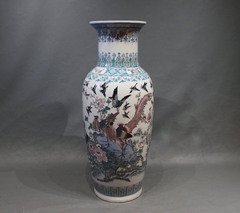 Large Chinese Floor Vase in Light Blue Colors with Beautiful ...