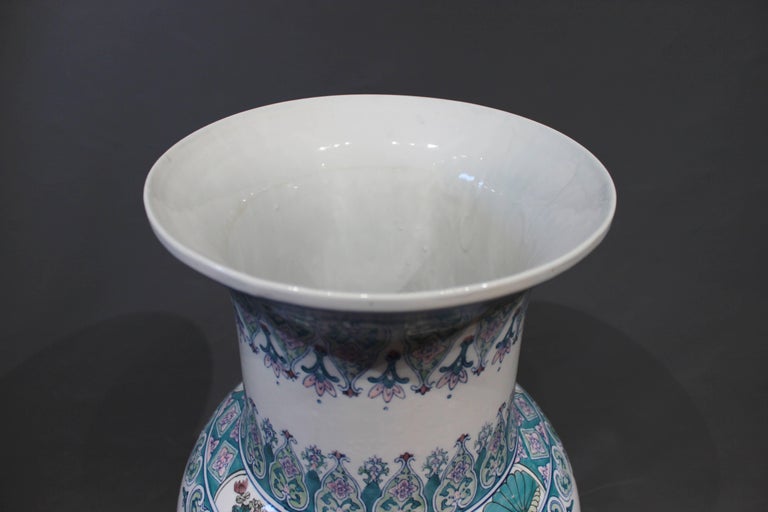 Large Chinese Floor Vase In Light Blue Colors With Beautiful