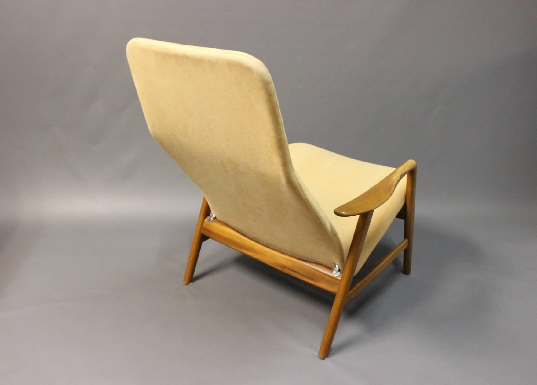Scandinavian Modern Alf Svensson Highback Reclining Lounge Chair Manufactured by Fritz Hansen, 1957
