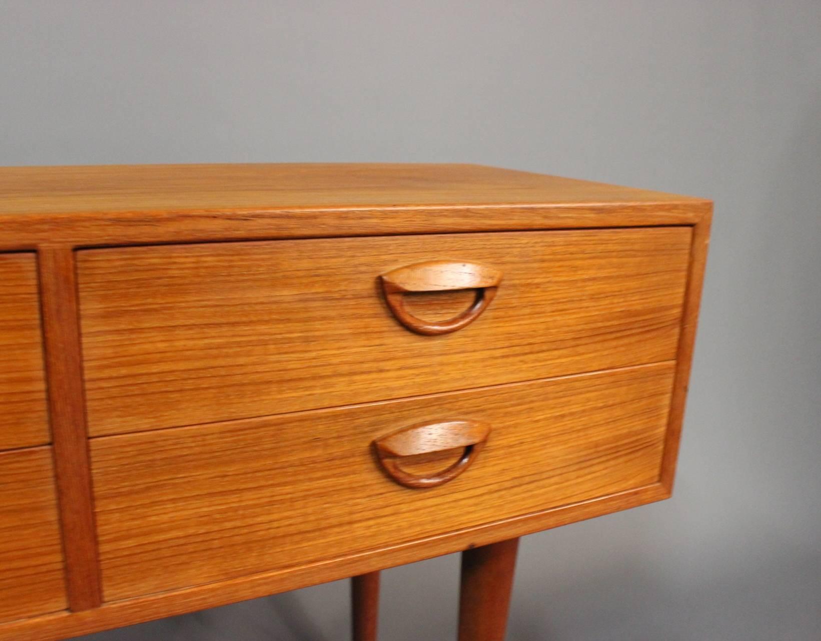 Danish FM Chest of Drawers in Teak with Four Drawers Designed by Kai Kristiansen, 1960