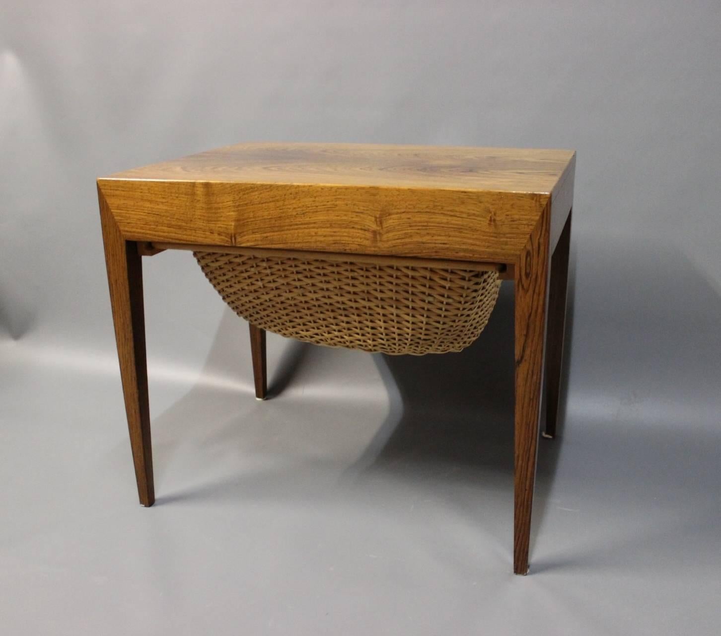 Scandinavian Modern Small Sewing Table by Severin Hansen and Haslev Furnuture Factory, 1960