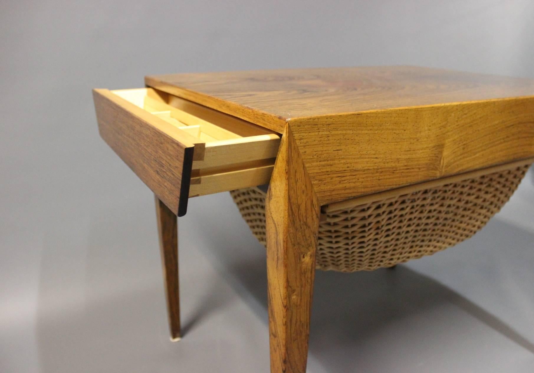 Small Sewing Table by Severin Hansen and Haslev Furnuture Factory, 1960 In Good Condition In Lejre, DK