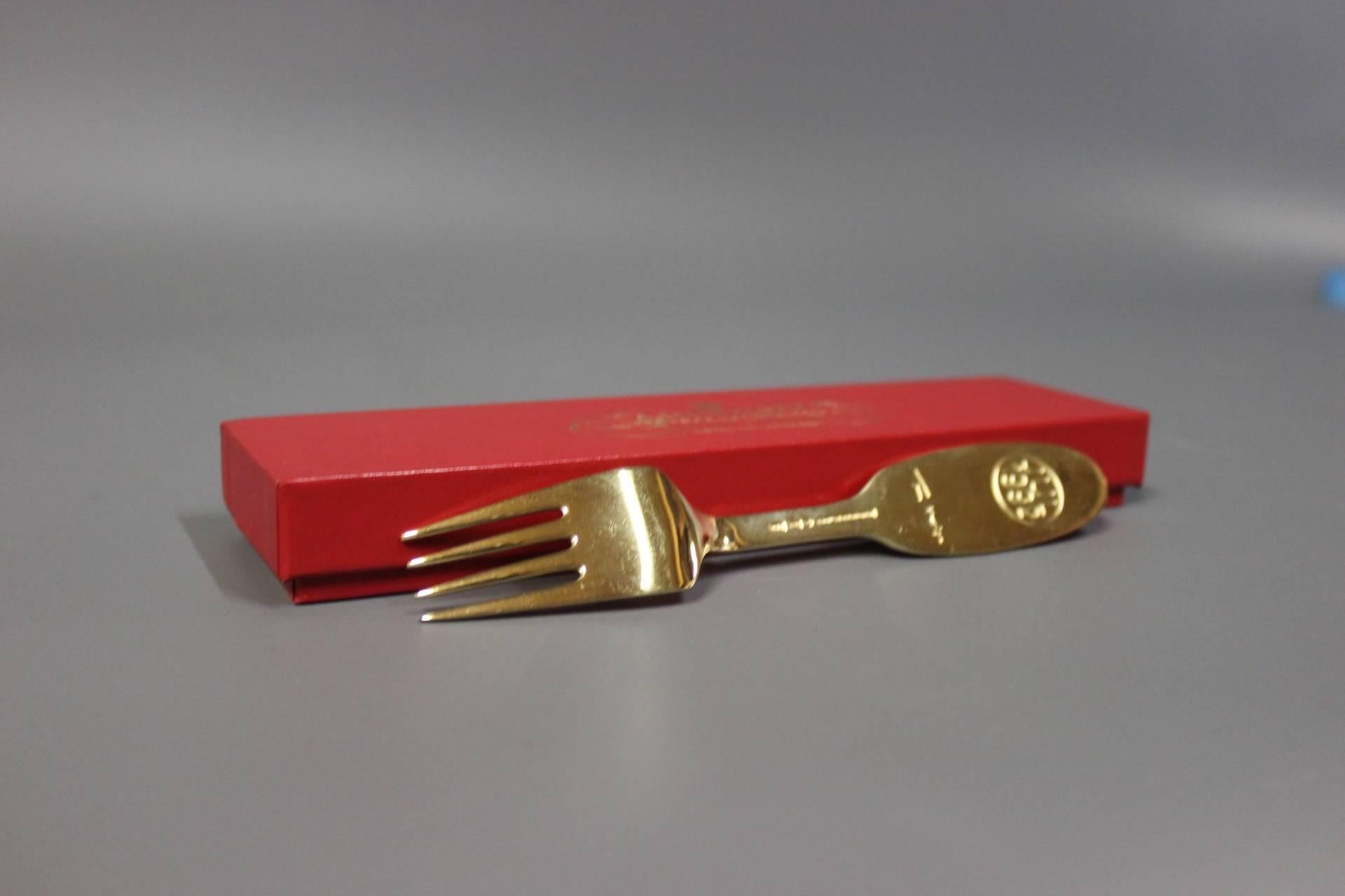 Christmas fork by A. Michelsen from 1992, gilded sterling silver 925 s. The fork is with the motif 