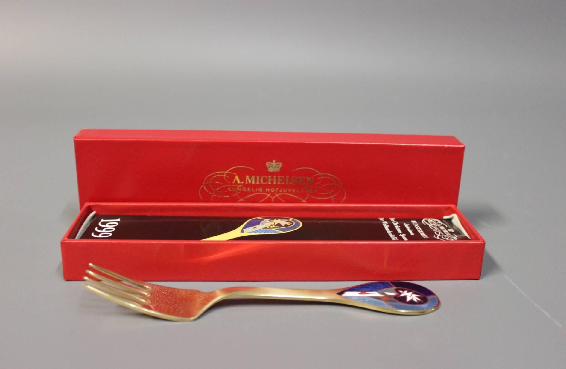 Gilt Christmas Fork by A. Michelsen from 1999