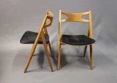 Pair of "Sawbench" Dining Room Chairs by Hans J. Wegner, Model CH29, circa 1960s