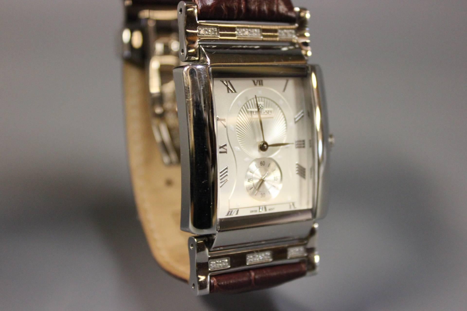 Modern Jullou Men's Wristwatch of Danish Design Embodied with Diamonds