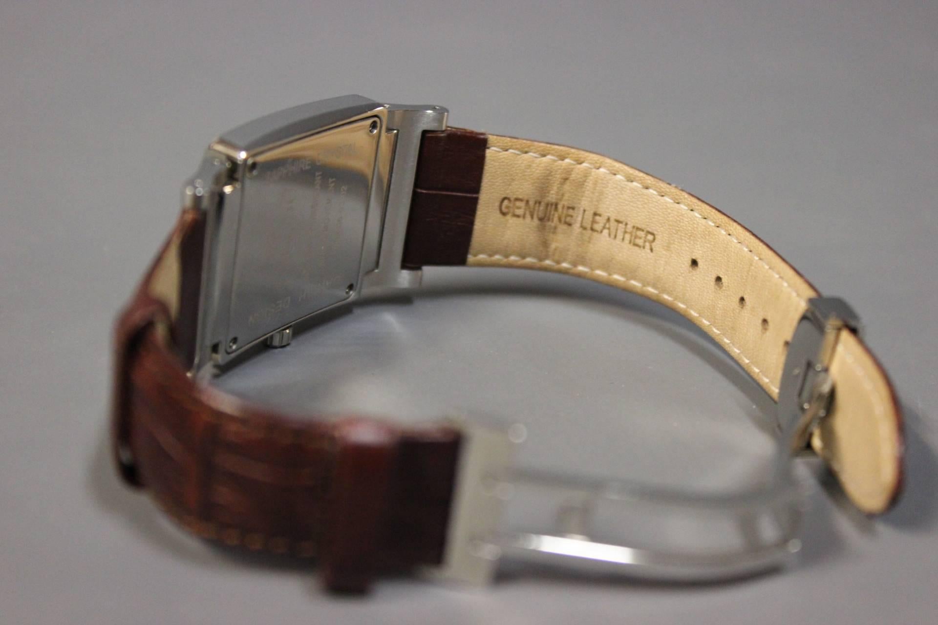 Contemporary Jullou Men's Wristwatch of Danish Design Embodied with Diamonds