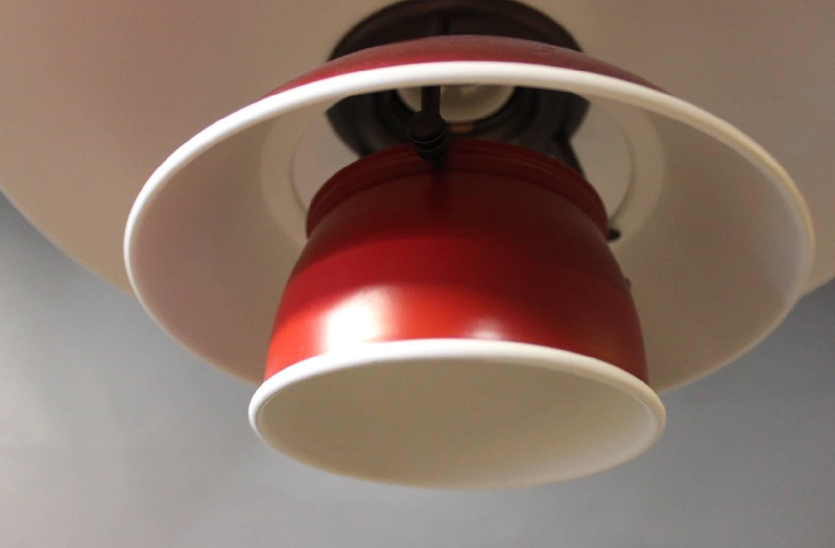 Lacquered PH3½-3 Pendant in Red and White by Poul Henningsen and Louis Poulsen, 2014