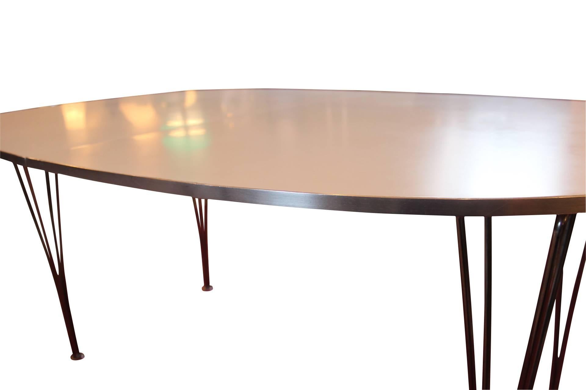 Plated Extension Table, B618, by Piet Hein and Manufactured by Fritz Hansen from 2004 For Sale