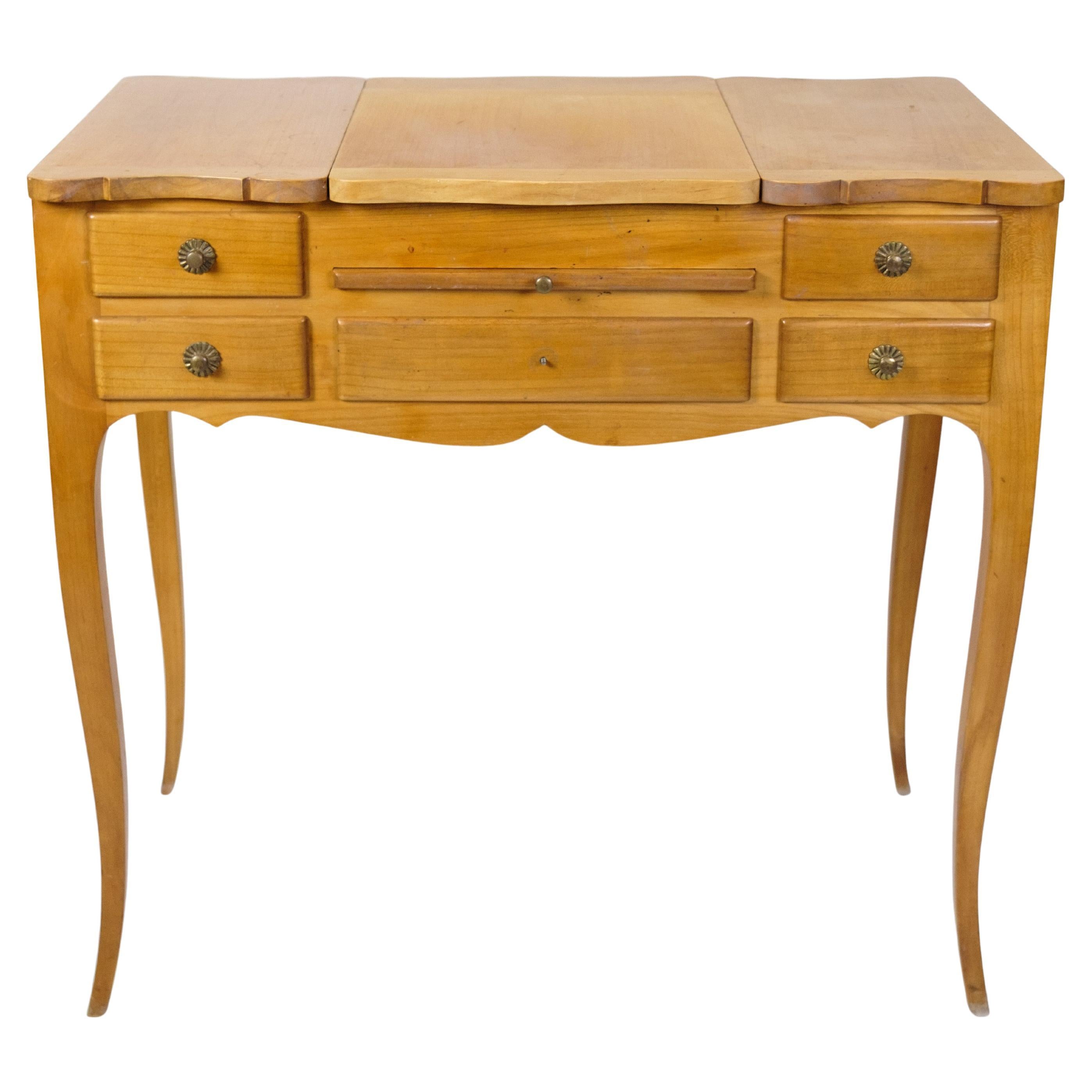 Vanity With Bulit In Drawers & Mirror Made In Light Mahogany From 1920s