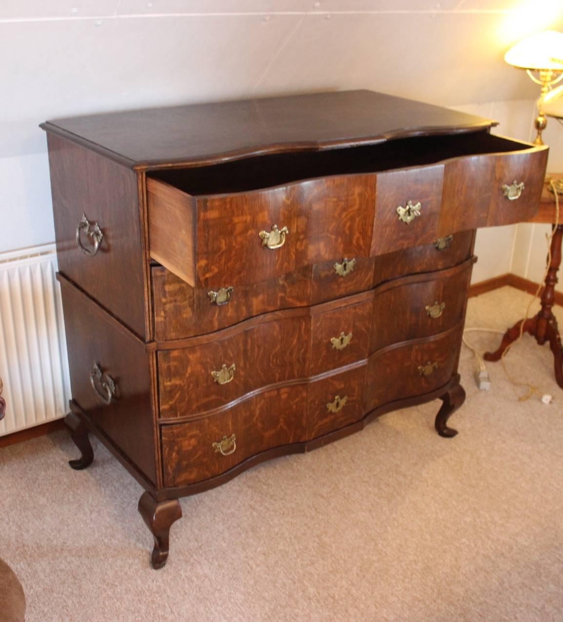 Danish Large Baroque Style Chest of Drawers in Oak, 1740