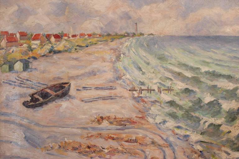 Scandinavian Modern Painting of a Danish Beach Signed Clement, circa 1930s For Sale