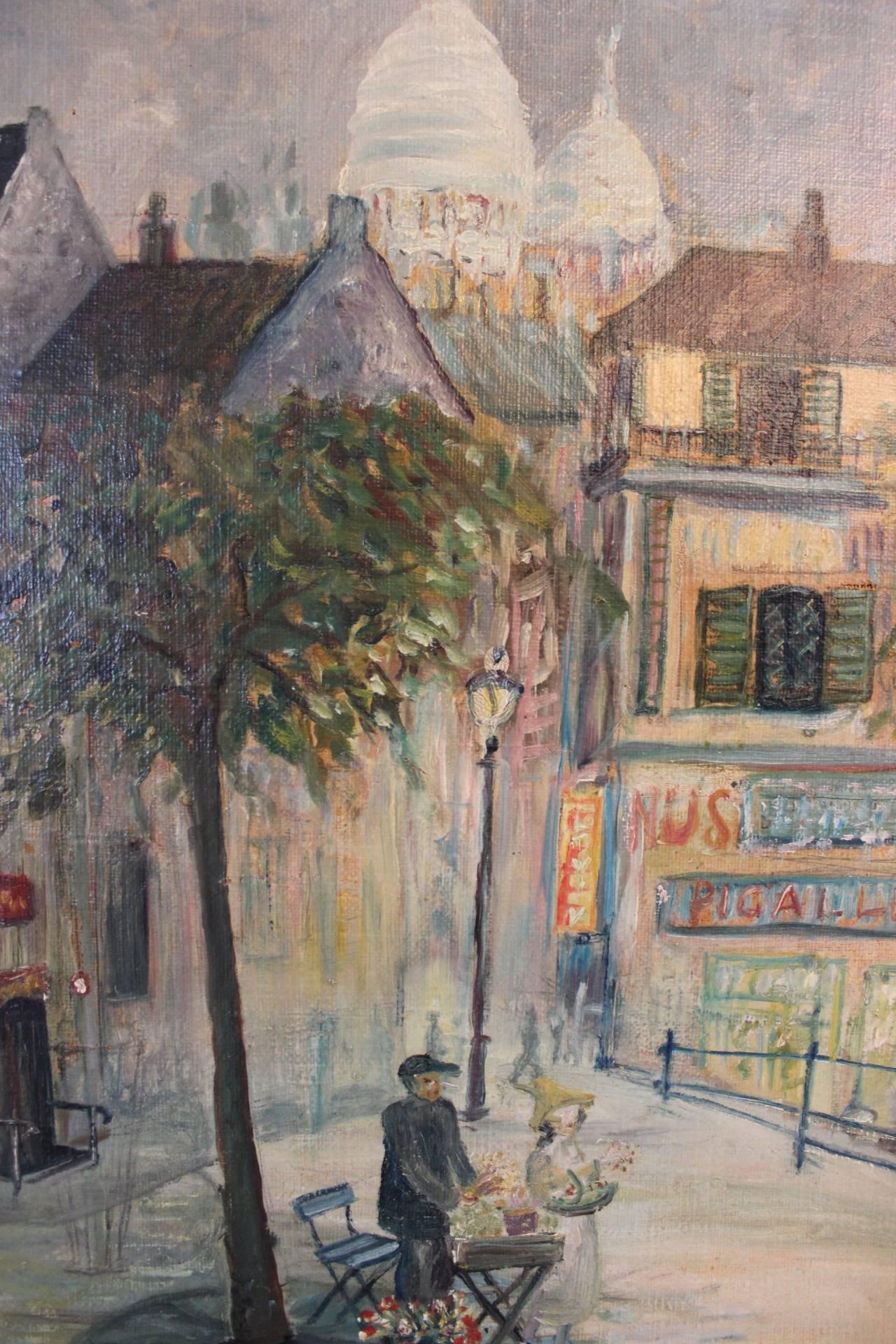 Other Oil Painting of the Streets of Paris, Signed J. Warius, 1930s