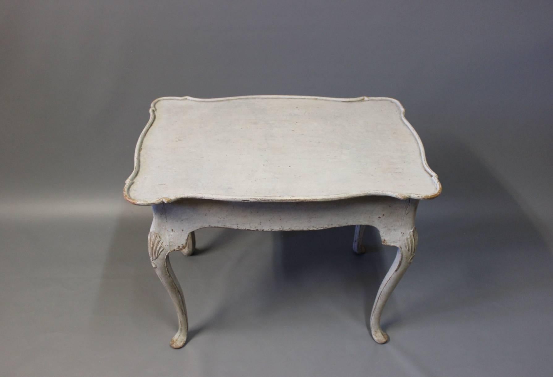 Danish Grey Painted Wooden Tray Table in Gustavian Style, 1760