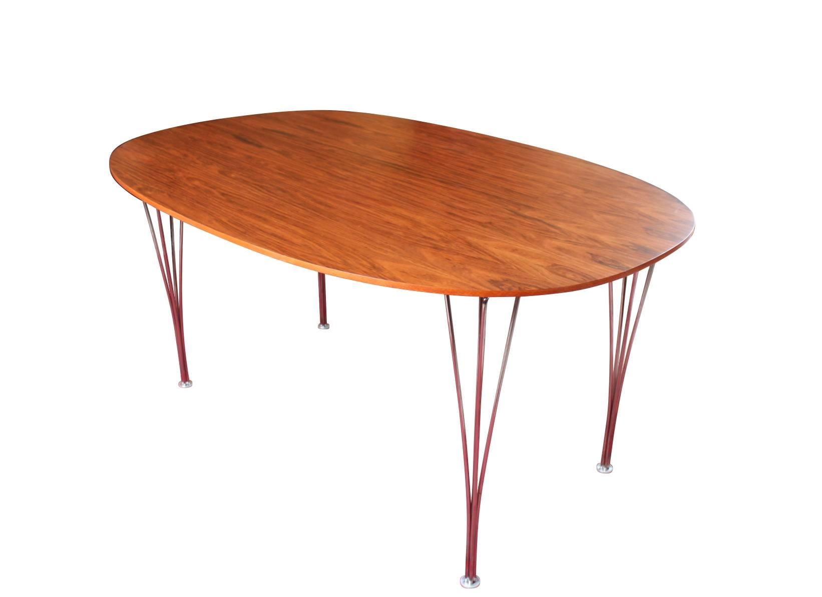 Scandinavian Modern Super Ellipse Dining Table in Rosewood by Piet Hein and Bruno Mathsson, 1980s