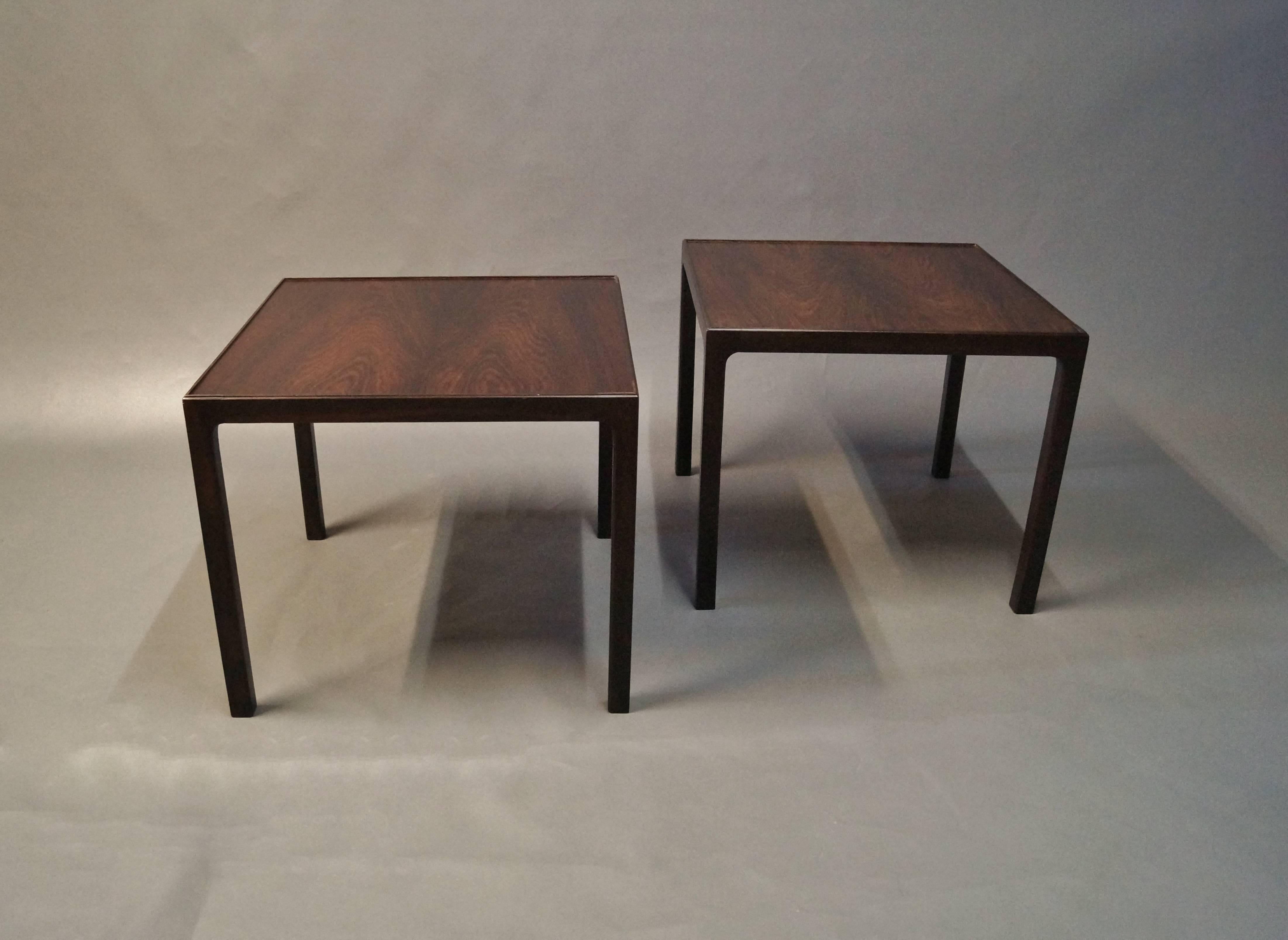 Scandinavian Modern Couple of Lamp Tables in Rosewood from Silkeborg Furniture Factory, 1960s