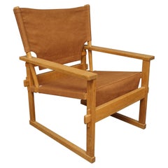 Lounge Chair in Oak and Brown Patinated Leather by Poul Hundevad, 1960s