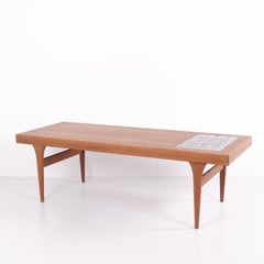 Johannes Andersen Teak Coffee Table with Inset Ceramic Tiles Danish Design