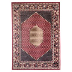 Bidjar Oriental Rug with Geometric Medallion Iran 220 x 160 cm