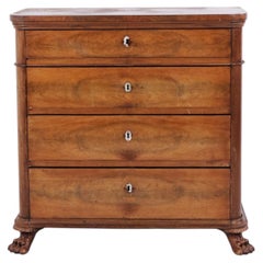 Antique Neo-Rococo Mahogany Chest of Drawers with Carved Lion Feet 1880s