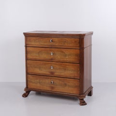 Antique Neo-Rococo Mahogany Chest of Drawers with Carved Lion Feet 1880s