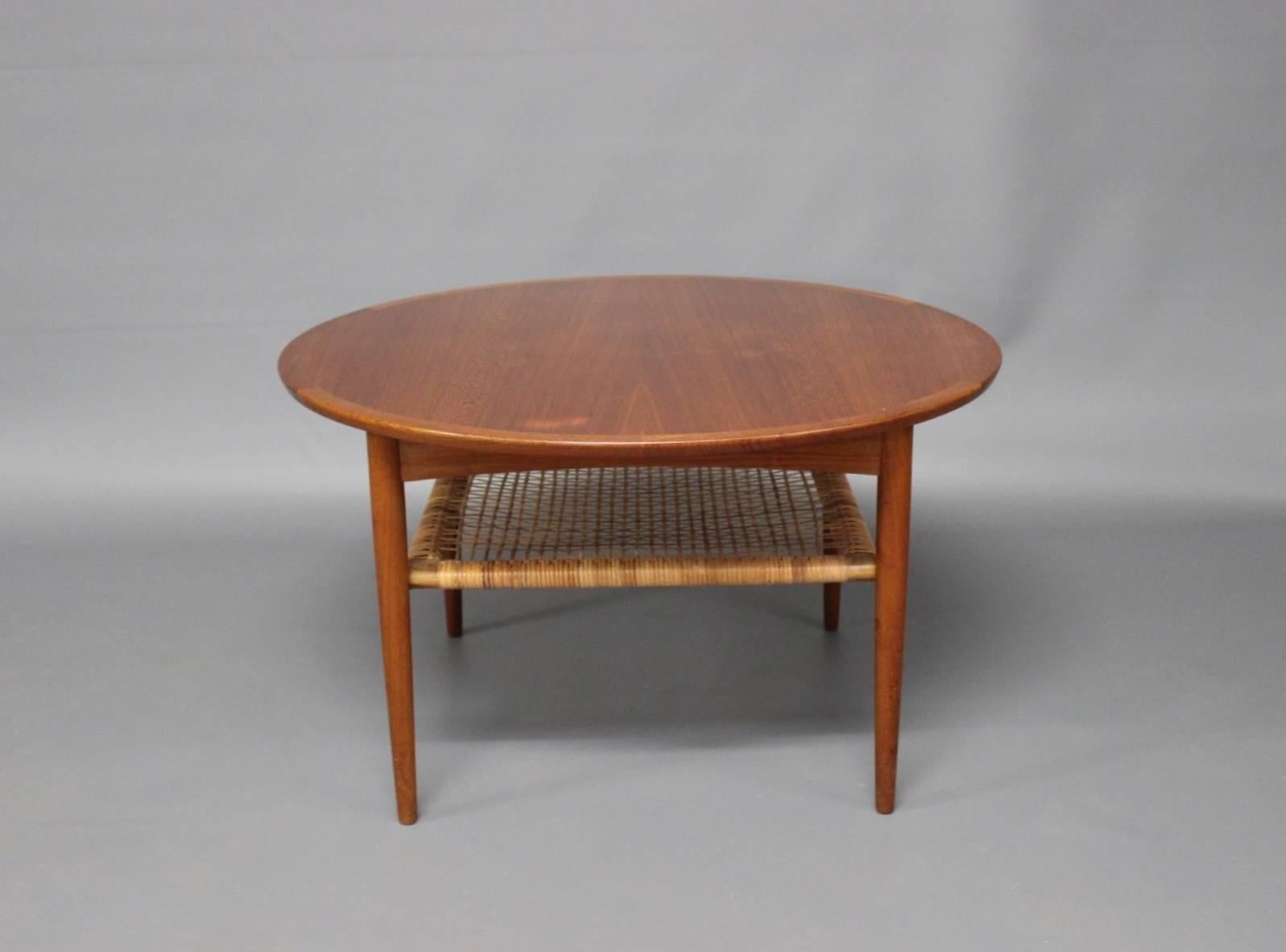 Scandinavian Modern Coffee Table in Teak with Cord Shelf by Møbelintarsia, 1960s