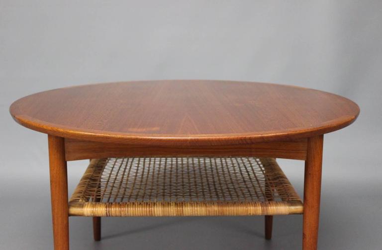 Danish Coffee Table in Teak with Cord Shelf by Møbelintarsia, 1960s For Sale