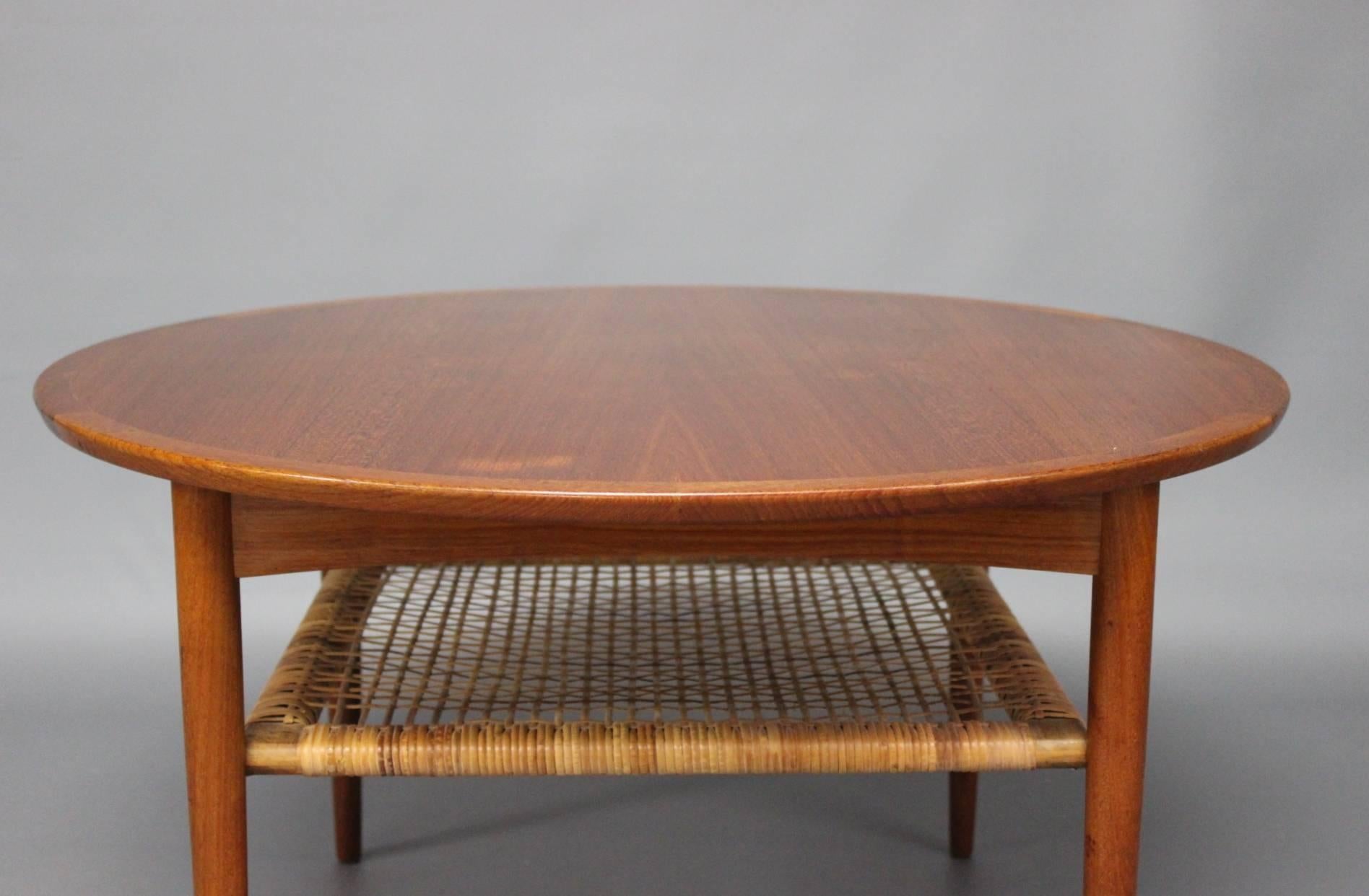 Danish Coffee Table in Teak with Cord Shelf by Møbelintarsia, 1960s