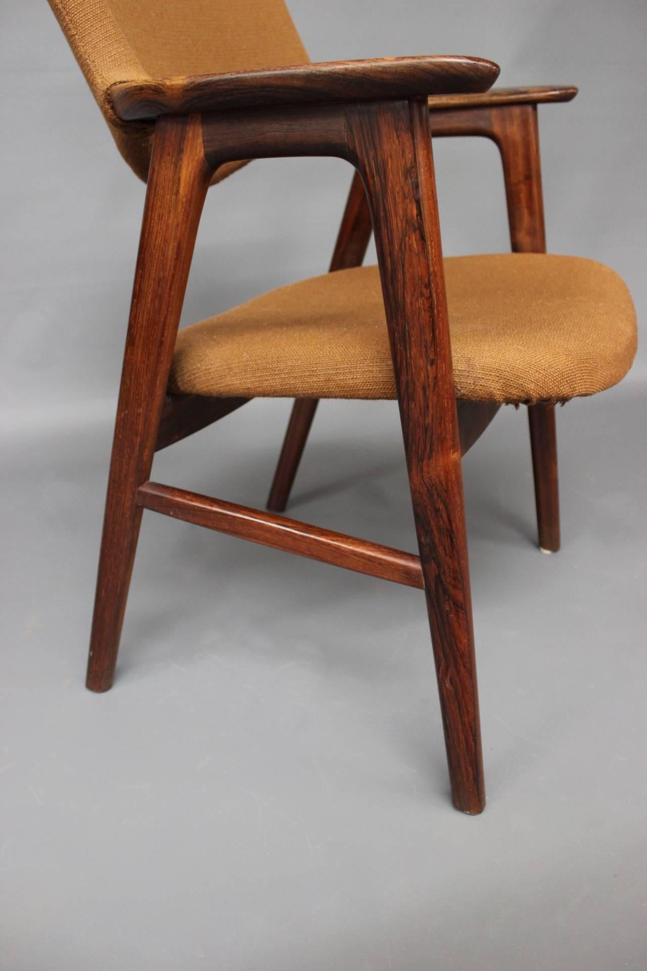 Danish Armchair in Rosewood by Erik Kirkegaard, 1960s