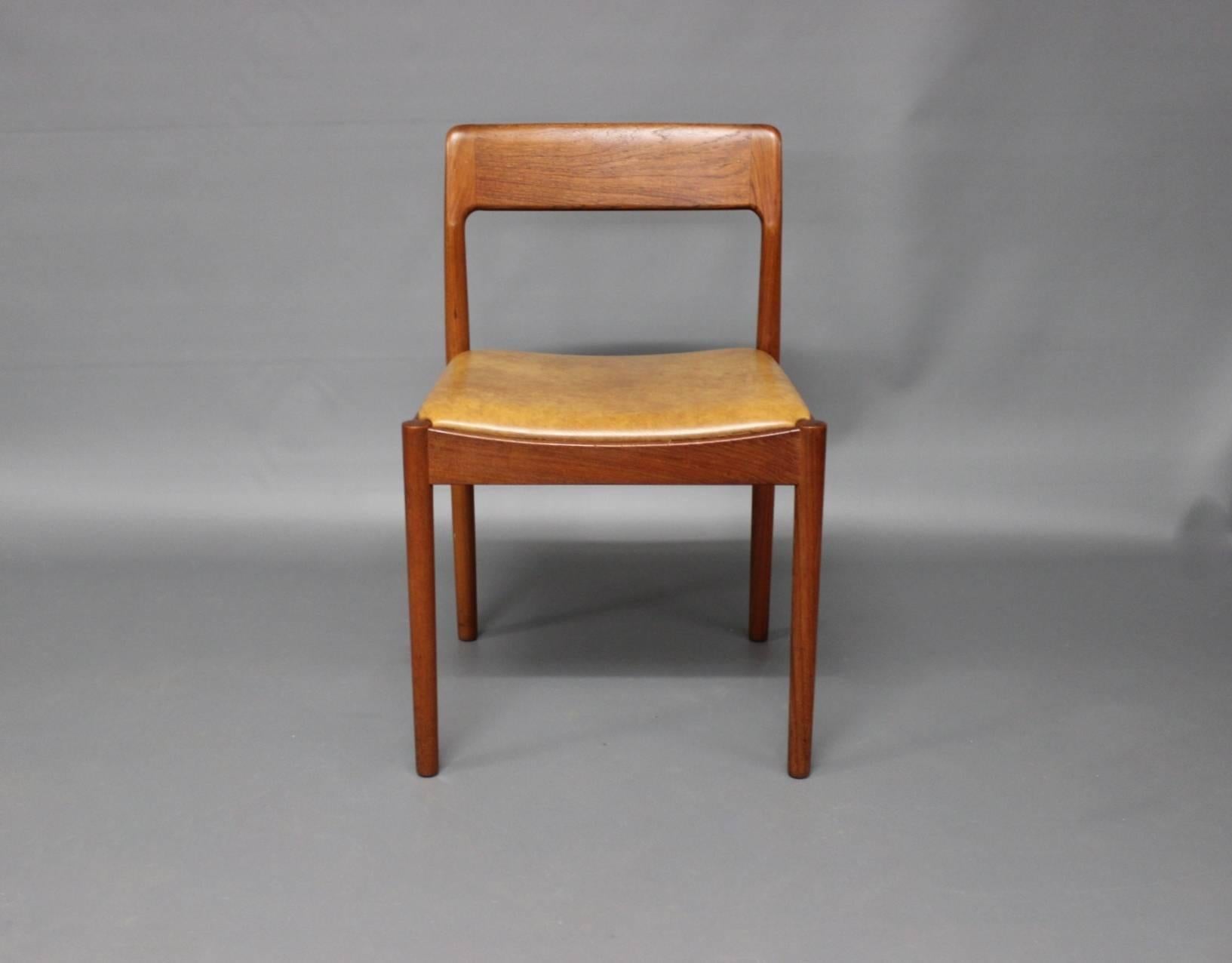 Scandinavian Modern Set of Six Dining Room Chairs in Teak by N.O. Møller, 1960s