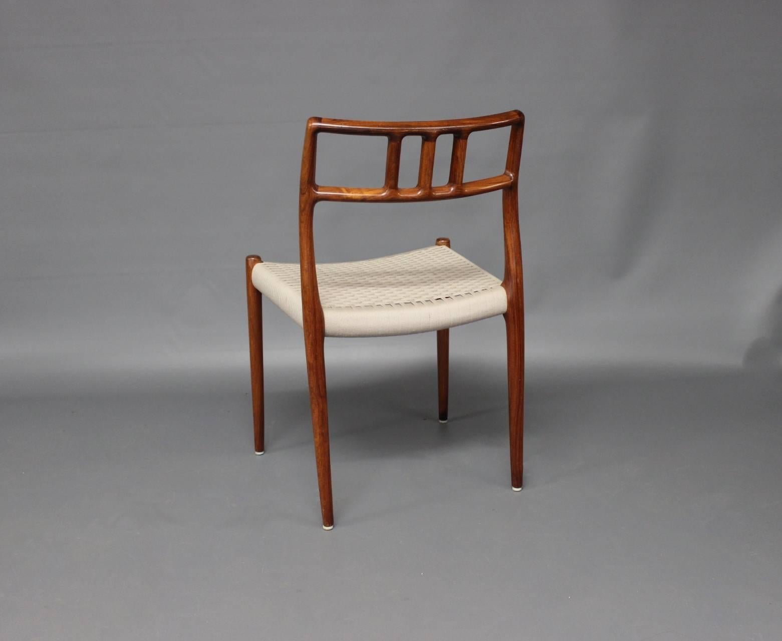 Danish Set of Six Dining Room Chairs, Model 79, by N.O. Moeller, 1960s