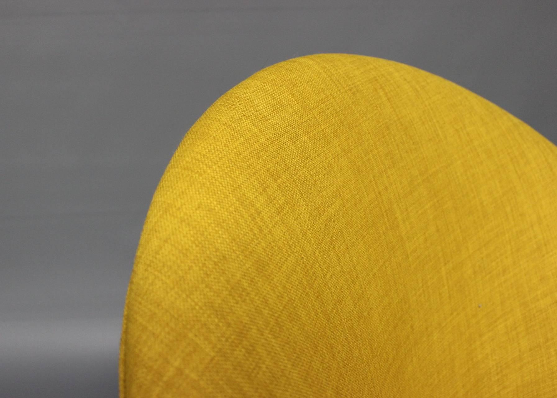 Danish Nanna Ditzel Armchair Upholstered in Yellow Fabric and Legs of Teak, 1960s