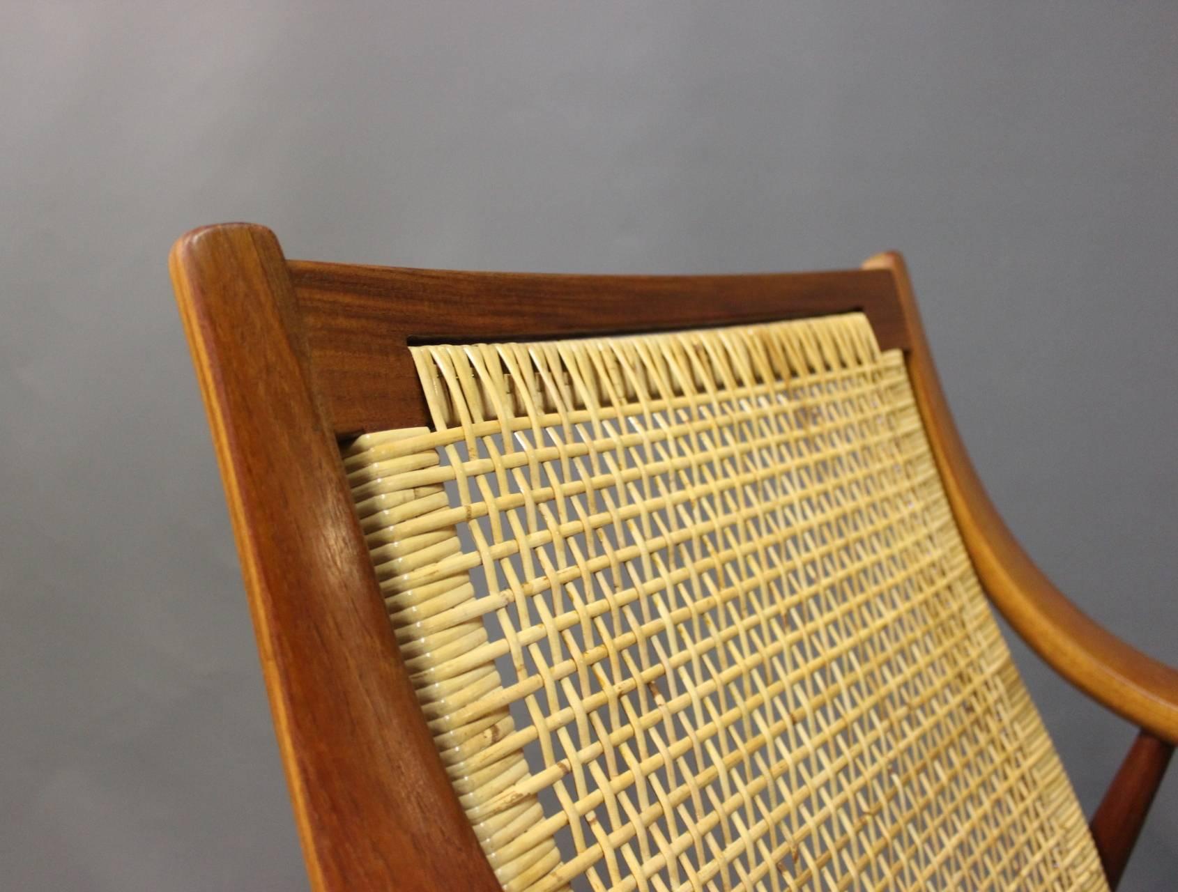 Fabric Armchair in Teak by Orla Mølgaard Nielsen and Peter Hvidt, 1960s