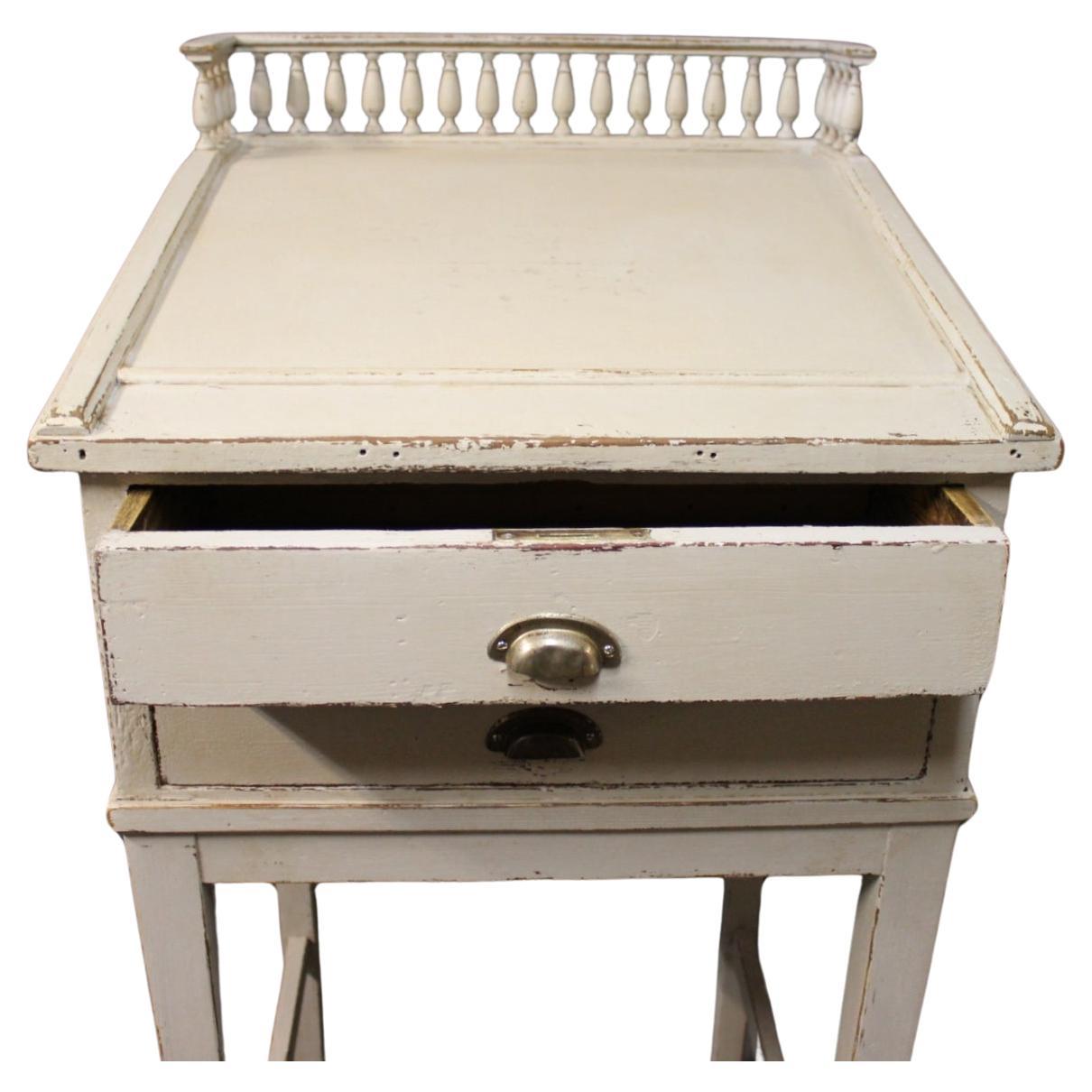 Danish Writing Desk In Gustavian Style Painted In Grey From 1840s For Sale