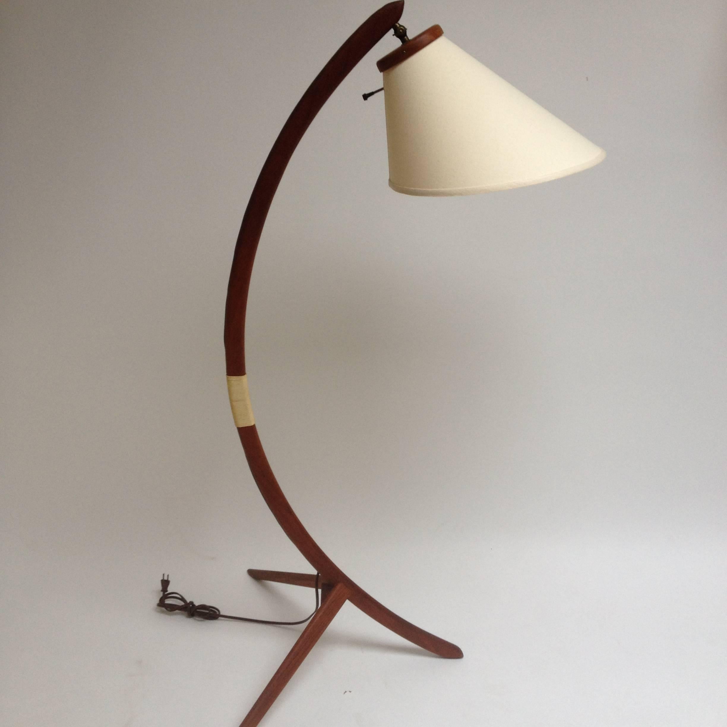 Mid-20th Century Mid-Century Modern Three-Leg Teak Floor Lamp