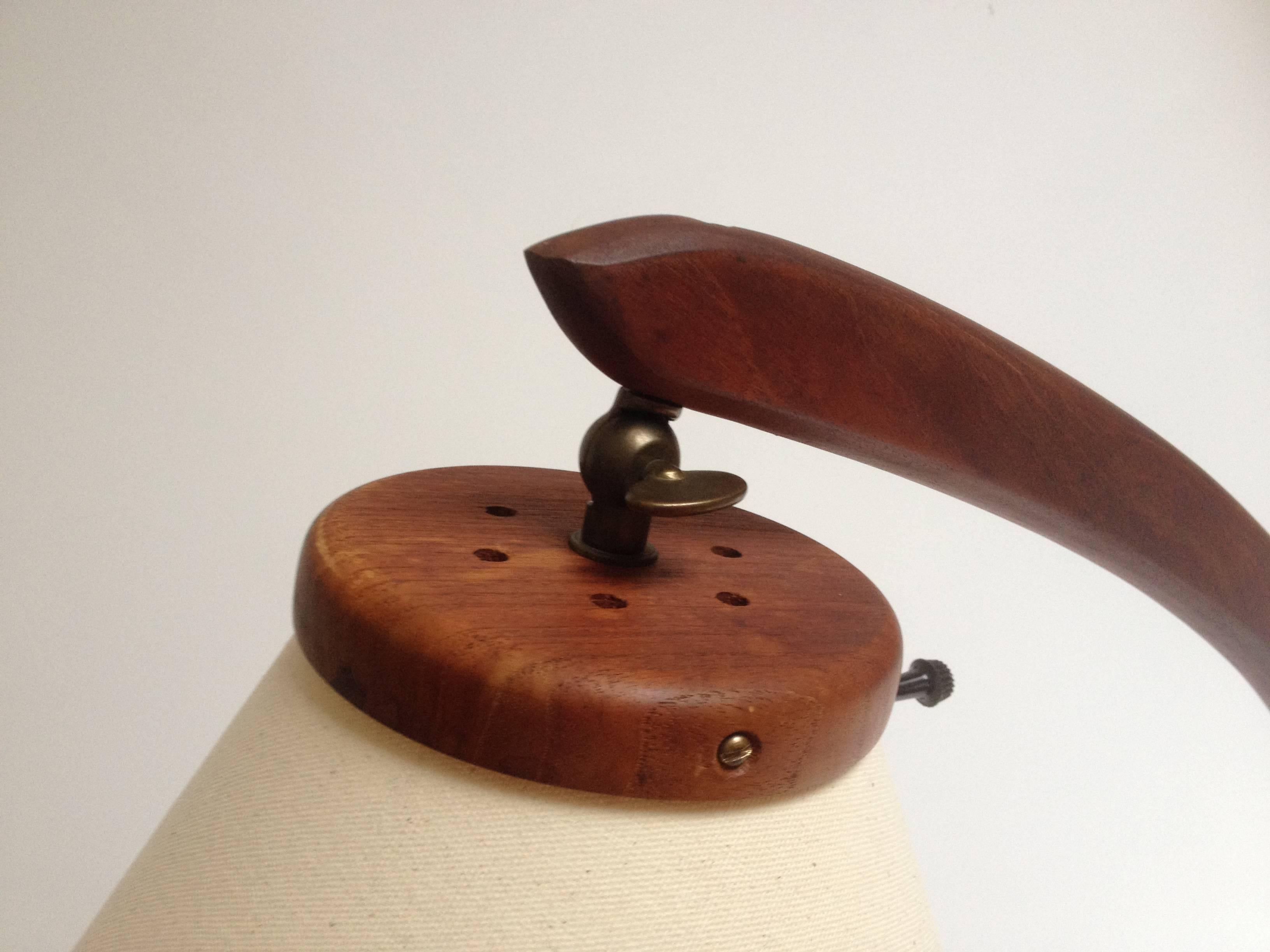 Fabulous 1960's Danish Modern 3 legged teak floor lamp with an New (original ) custom Italian Linen shade. Very good vintage condition. Disassembles for safe shipping.
