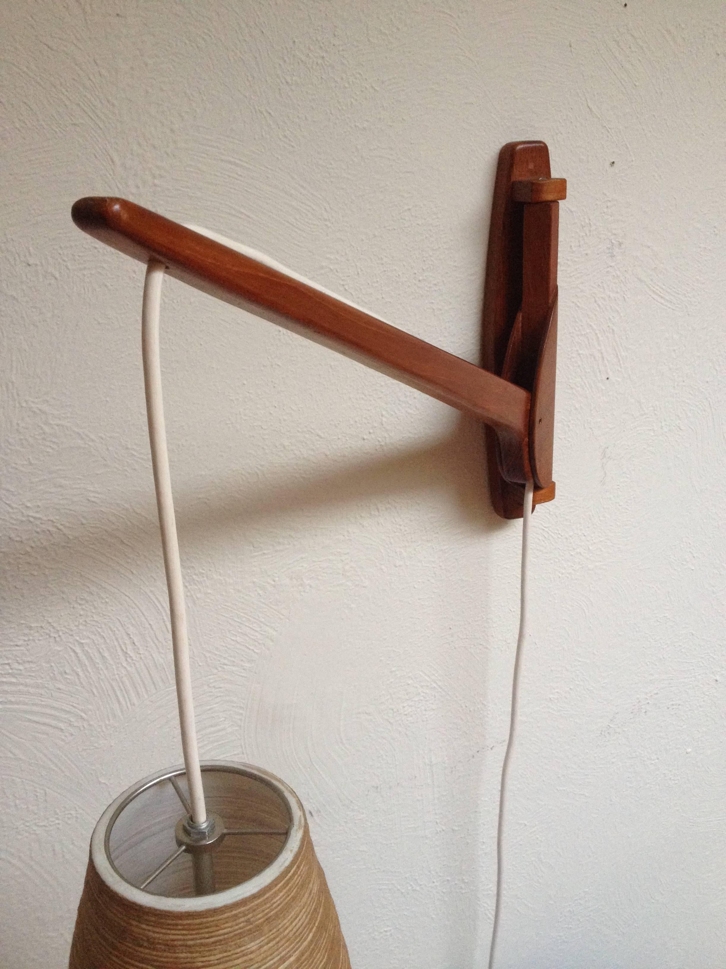 Mid-20th Century Mid-Century Modern Teak Wall Light with Lotte Bostlund Shade