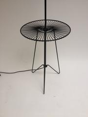 1950s Three-Legged Metal Floor Lamp with Circular Table