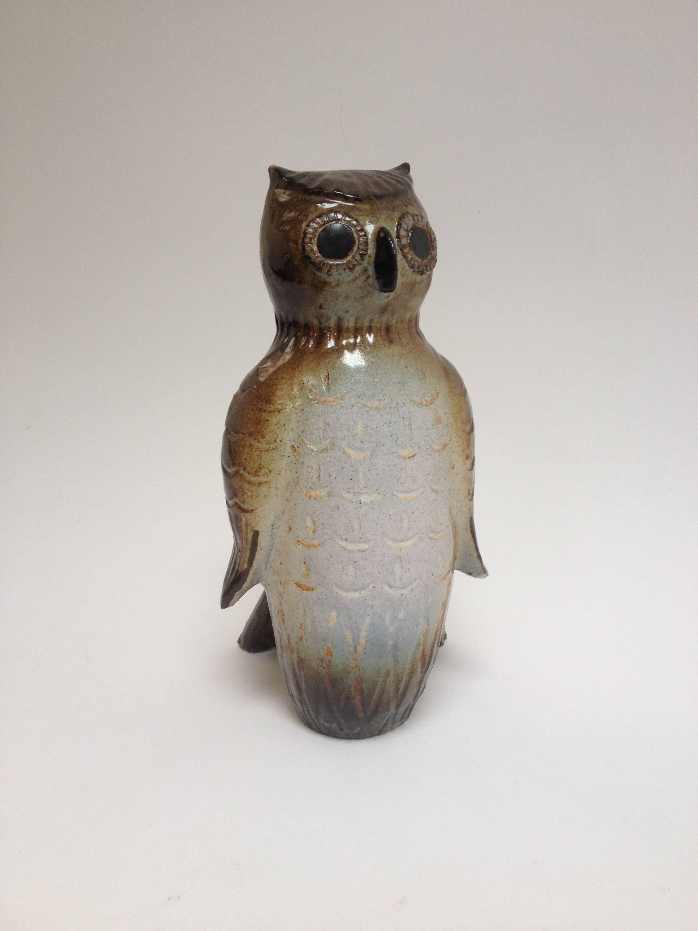 Pottery 1960s Original Ceramic Owl by Canadian Artist Thomas Kakinuma For Sale