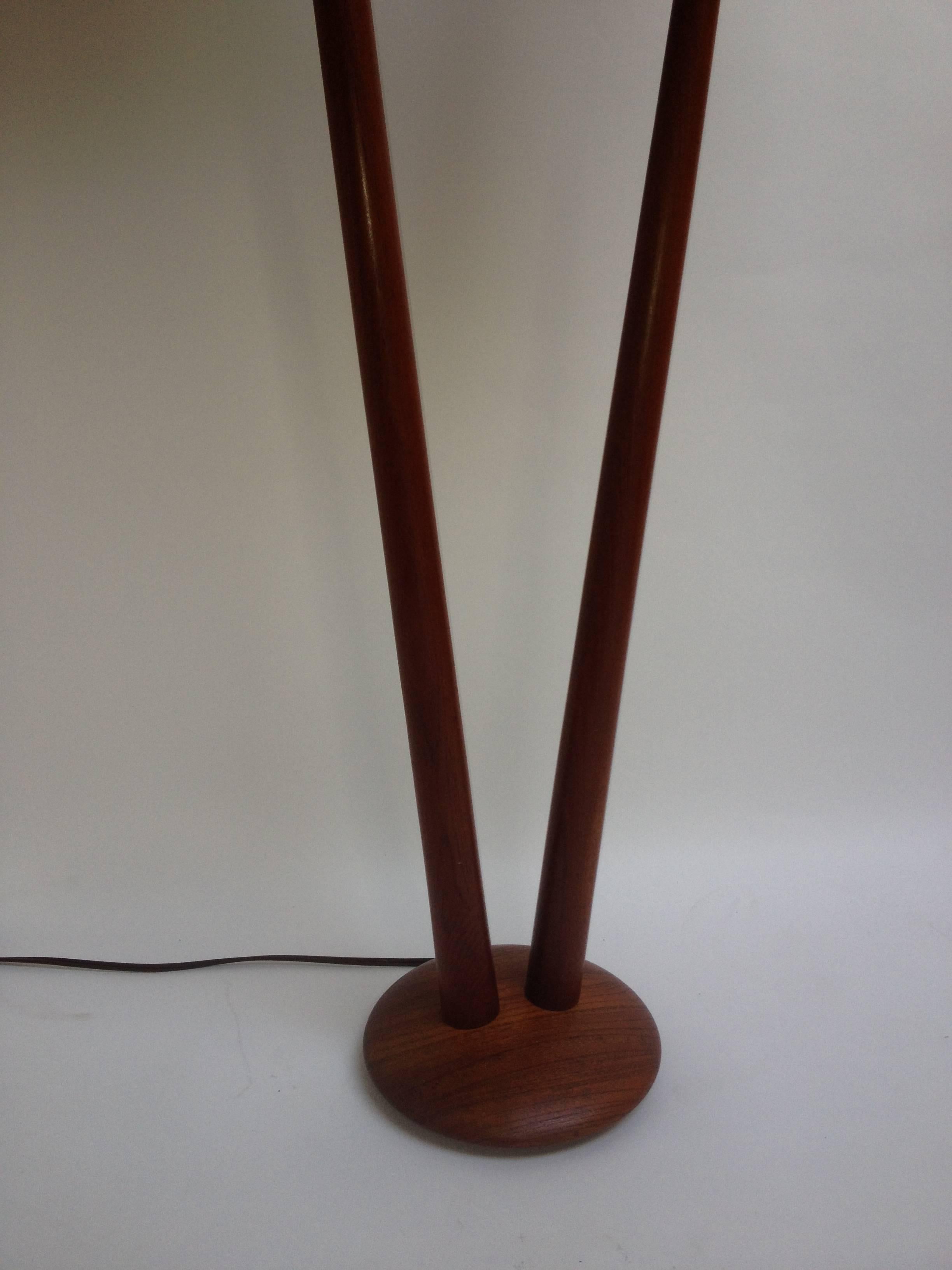 Linen Rare Mid-Century Modern Danish Two Headed Teak Floor Lamp 